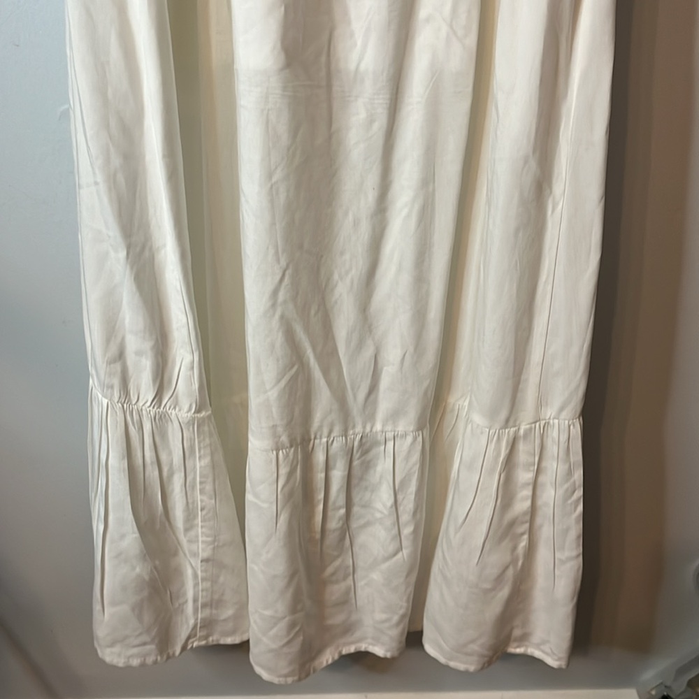 Indigo Rose Size Large Ruffle Sleeveless Button Front Off White High Low Dress - Picture 8 of 10